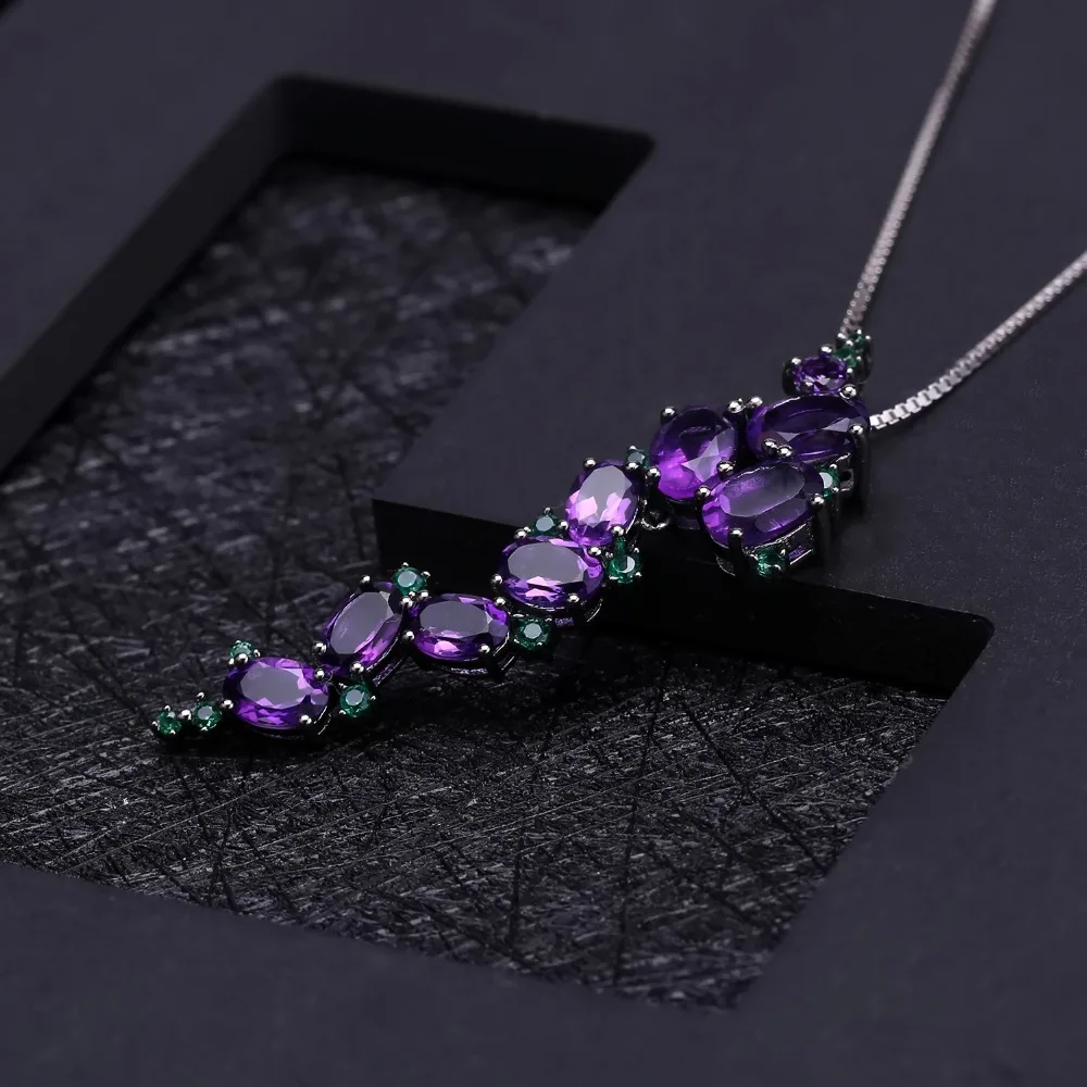 GEM'S BALLET 4.89Ct Натуральный Аметист Фиолетовый Овальный драгоценный камень 925 пробы Серебряный винтажные подвески и ожерелья для женщин хорошее ювелирное изделие
