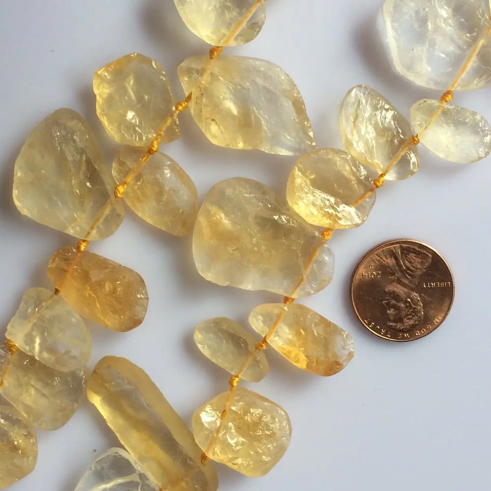 Wholesale Quartz Natural Yellow Crystal Stone Beads For Necklace Making