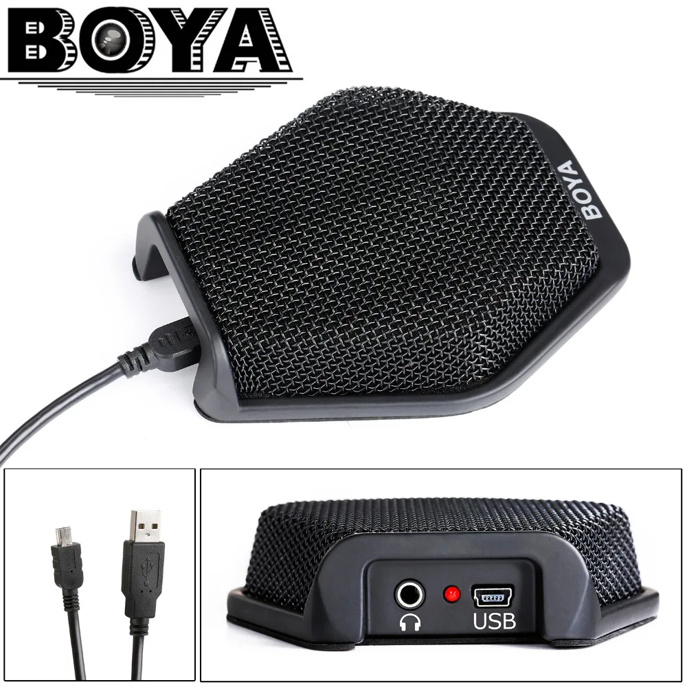 BOYA USB Condenser Desktop Conference Computer Microphone with 180 Degree / 20' Pickup Range for Windows & Mac & Laptop Business boya by mc2 portable usb condenser conference microphone durable for speech
