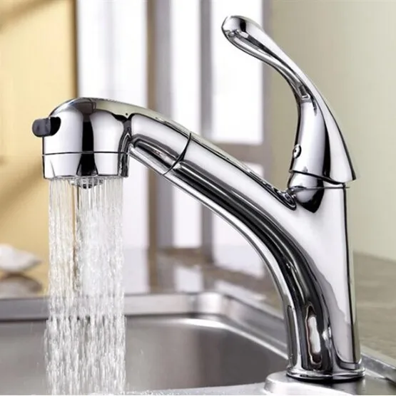 2017 New fashion High quality chrome Finishing single lever brass hot and cold kitchen faucet with