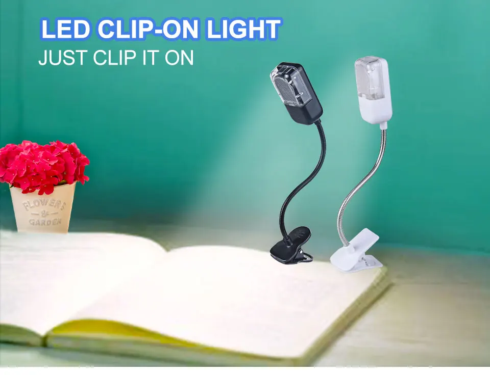 Portable Book Light LED Desk Table Lamp Flexible Mini Clip On Reading Lamp Light For Amazon Kindle Notbook eBook Readers PDAs (1)