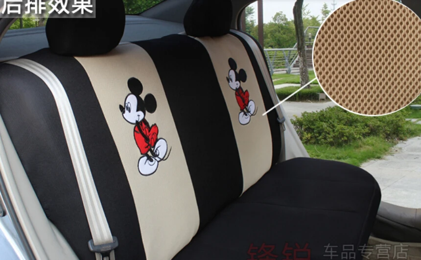 Mickey Mouse 18pcs-autocar Front & Rear Seat Covers Car Accessories Automotive  Car Seat Cushion,car Steering Black - Automobiles Seat Covers - AliExpress