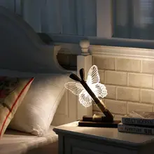 Творческий Бабочка 3D ночник светодиодный дерево книги по искусству акриловая настольная лампа EU/US Plug спальня детская комната украшения дома освещение