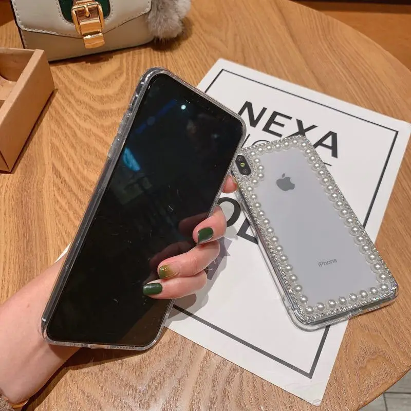 Блестящие жемчужные прозрачные чехлы для телефонов iPhone 12 Mini 11 Pro Max XR XS MAX X 8 7 6S Plus SE
