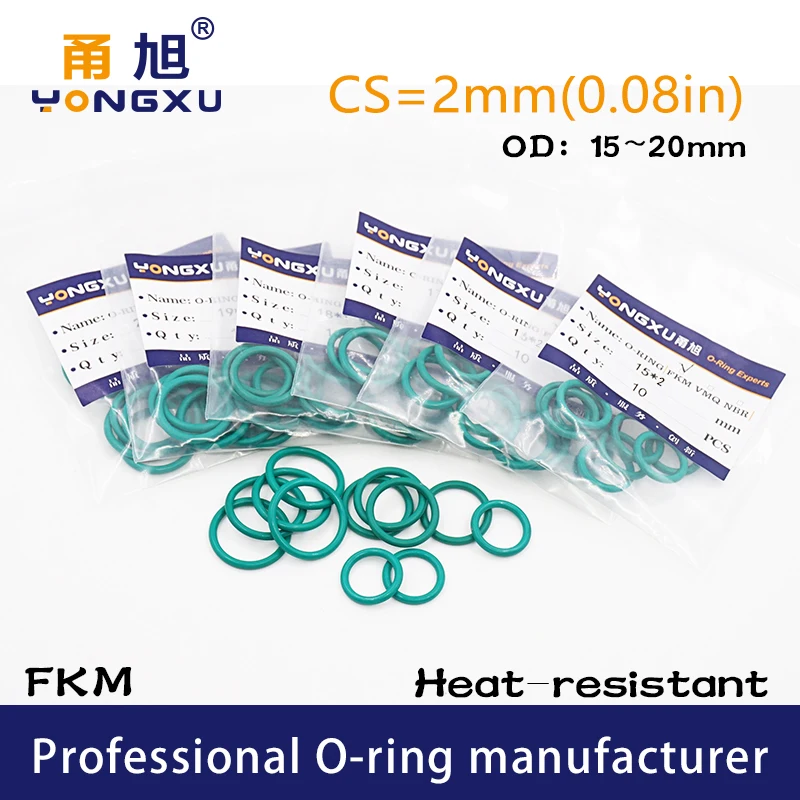 Уплотнительные кольца Green FKM 10 шт./лот уплотнительные из флюоровой резины CS2mm