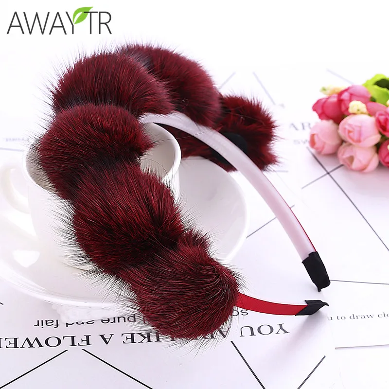 Goedkoop Lente Winter Vos Faux Fur Pompom Volledige Hoofd Vrouwen Mode Bal Haarband Kinderen Brede Hoofdband Haar Accessoires
