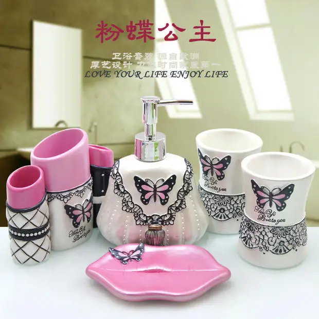 Erfly Bathroom Sets Accessories Design Ideas 5 Pcs Set Grey Erfly Bathroom Supplies Wash Creative Resin