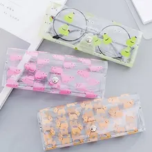 1 шт. в Корейском стиле, портативные очки, коробка с мультяшными животными, очки из ПВХ, милые прозрачные очки для девочек