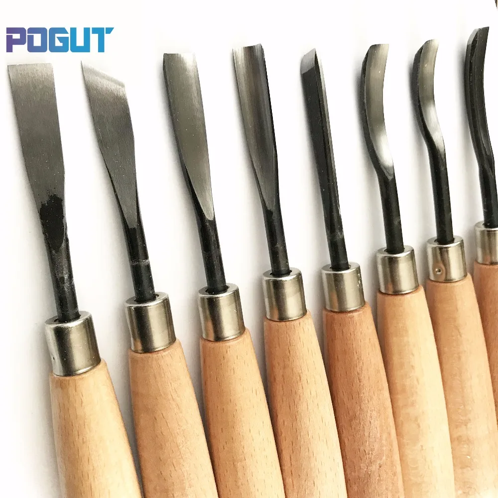 4Pcs Woodpecker Dry Hand Wood Carving Tools Chip Detail Chisel set Knives tool