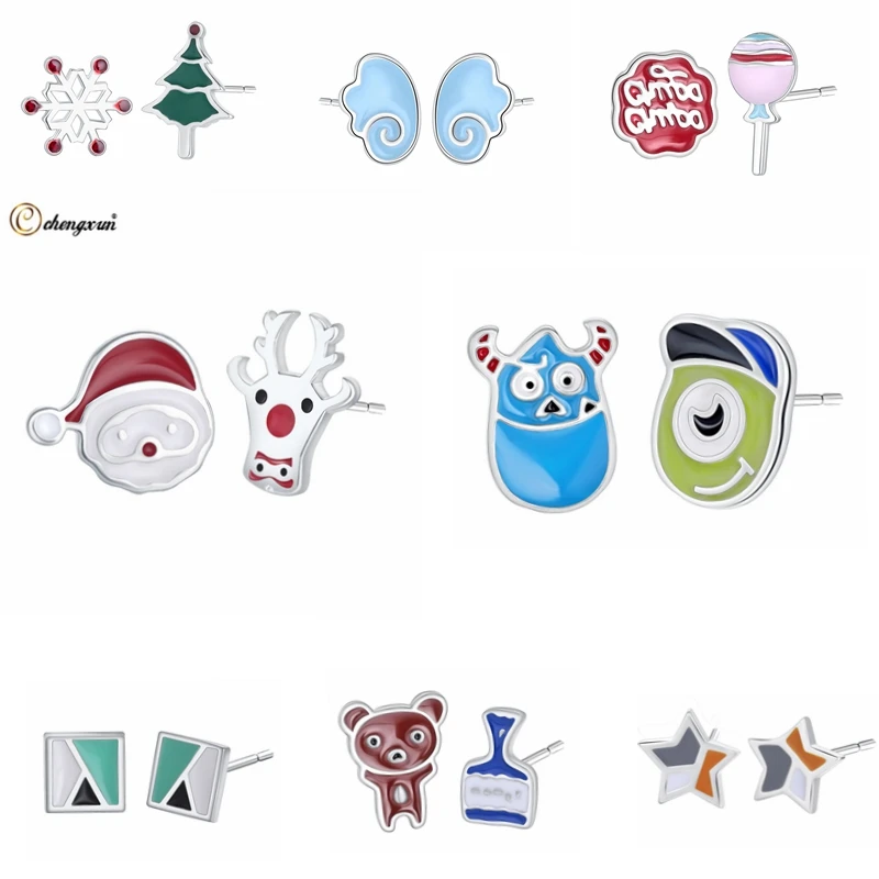 

CHENGXUN Cute Colorful Cartoon Earring Lovely Stud Earrings Female Jewelry Women Accessories Best Xmas Gifts for Girls Kids