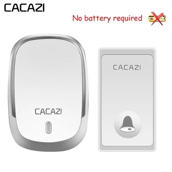 

CACAZI Self-Powered Waterproof Wireless Doorbell LED Light No Battery Home Cordless door bell US EU Plug 1 Button 1 2 Receiver