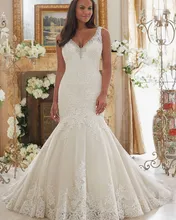 Plus Size 2016 Sexy V-Neck Mermaid Wedding Dresses Vintage African Appliques & Beadings White Ivory Bridal Gown Vestido De Noiva