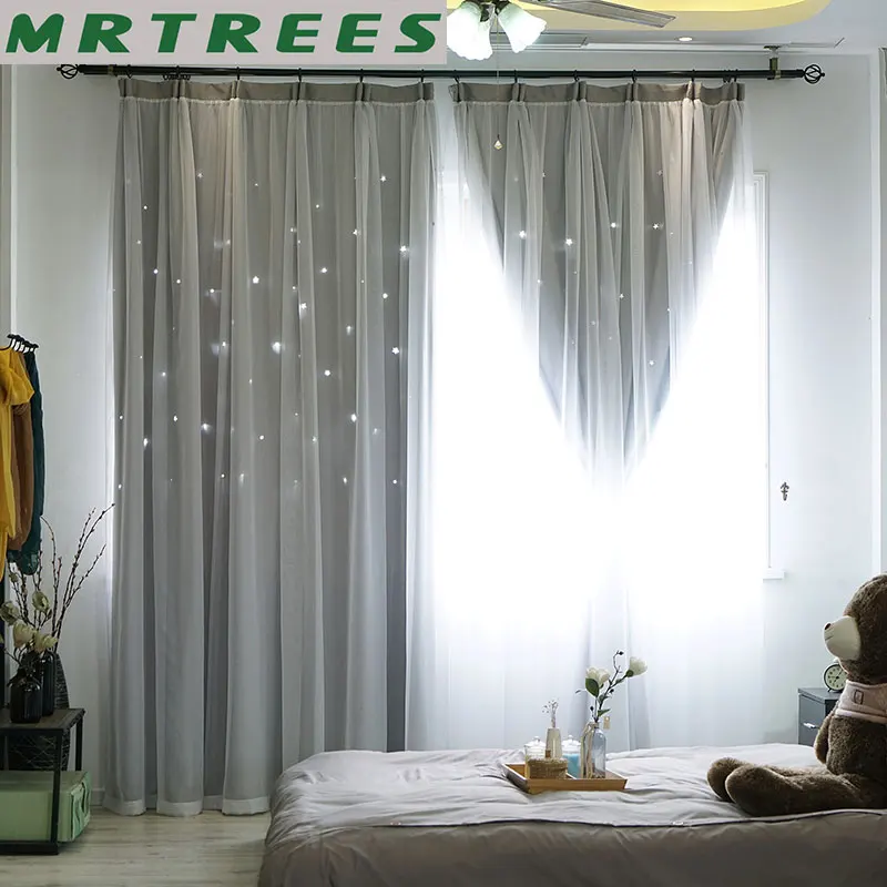 Cortinas opacas para sala de estar Rosa estrella princesa niñas dormitorio tratamiento ventana niños Cortinas de tela