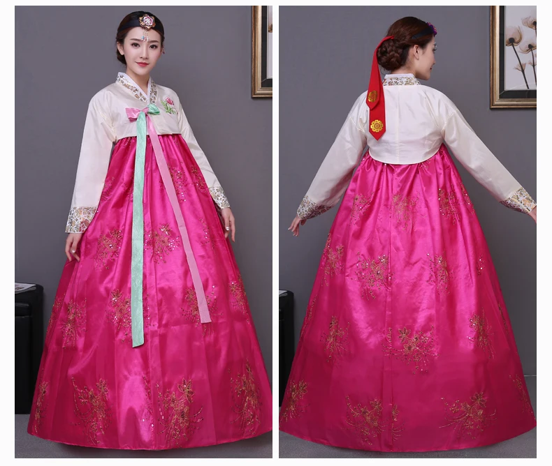 Вышивка традиционное корейское платье женский корейский ханбок Национальный костюм Сценические костюмы