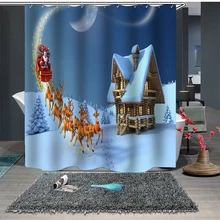3D занавеска для душа Водонепроницаемая занавеска для ванной Рождественский Декор для дома Санта Клаус занавес для ванной 3 размера
