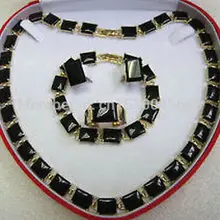 Слово тонкий женский подарок WGP кварц камень драгоценные камни черное ожерелье серьги кольцо браслет драгоценный камень женские ювелирные изделия+ коробка серебро-ювелирные изделия