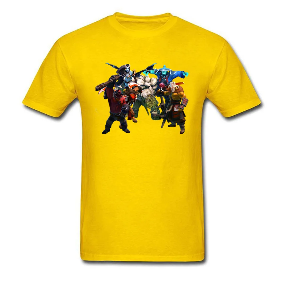 Comics Dota 2 Heroes Tops Shirt for Men Cute Summer O-Neck All Cotton Short Sleeve T Shirts Crazy Tees Drop Shipping Dota 2 Heroes yellow