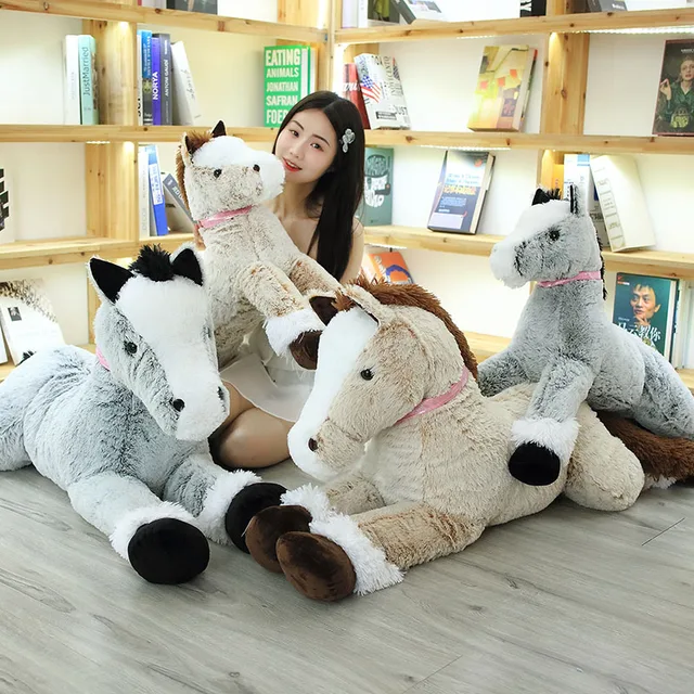 US $17.49 1pc 90/120CM Big Size Cute Lying Horse Plush Toys Stuffed Cartoon Animal Horse Children Kids Girls 