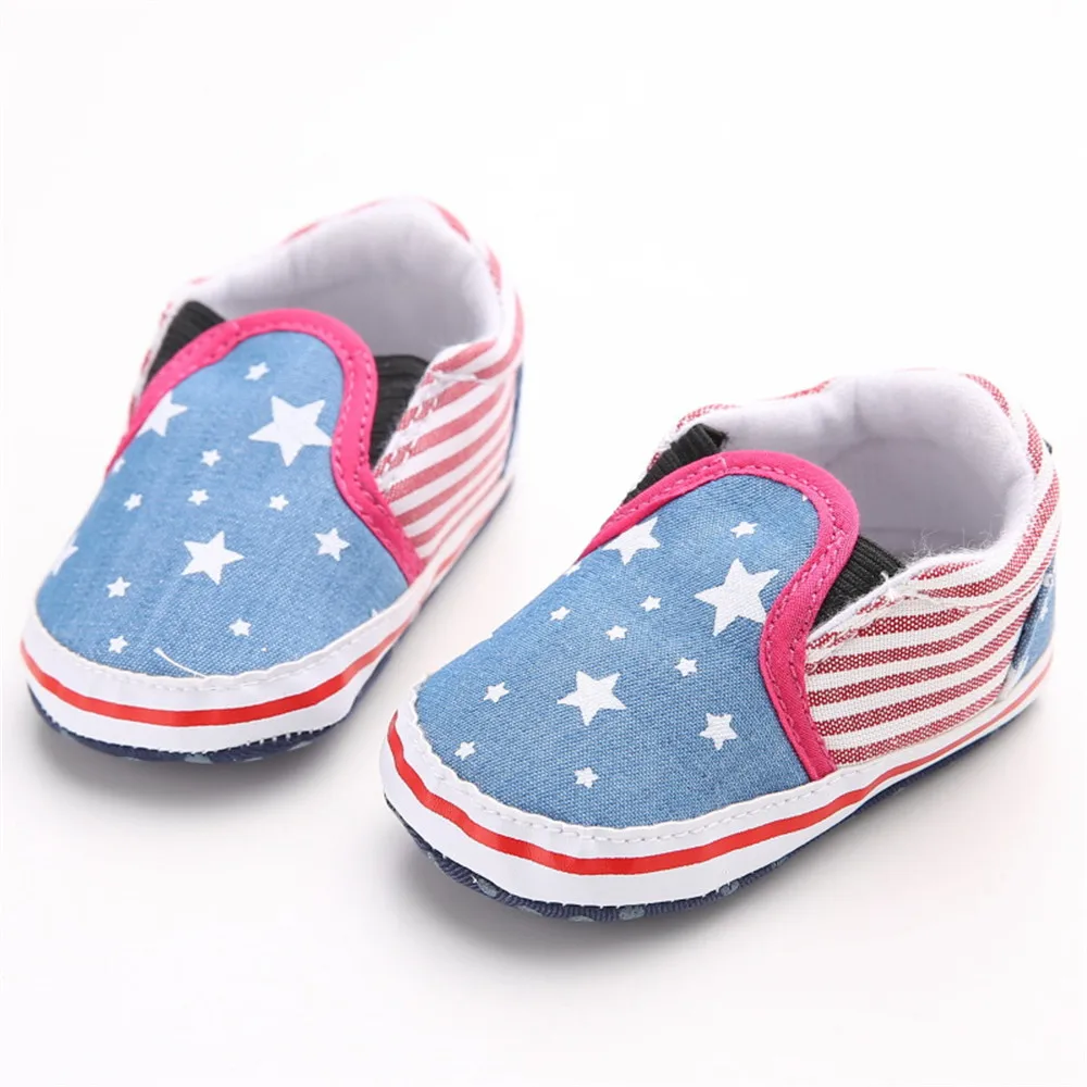 New Brand Classic Infant Shoes Soft Soled Newborn Stars First Walkers Baby Shoes Striped Non