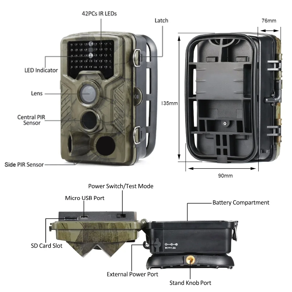 HC800A Следовая камера, инфракрасный светодиодный, ночное видение, Охотничья камера, фото-ловушки, 1080 P, цифровая Дикая камера, камера для разведения леса, животных
