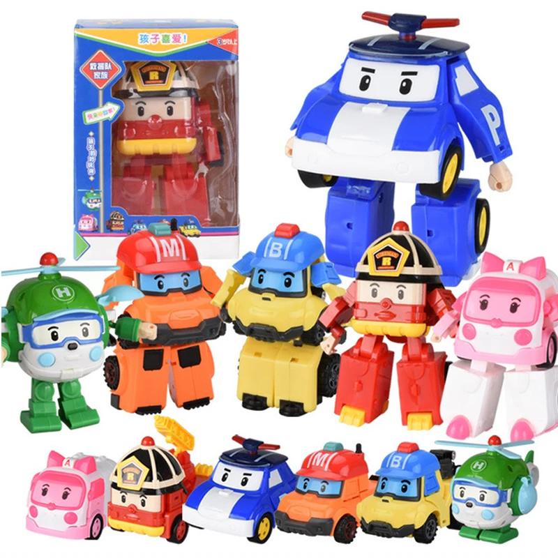 

Puzzle Children's Toy Q Edition Korean Hand Polly Transformed Police Vehicle Polly Suit Robot POli Team