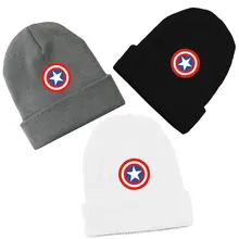 Мода унисекс аниме Капитан Америка круглый щит бини хлопок трикотажные Лыжные черепа хип-хоп мешковатая шапка для косплея для мужчин и женщин