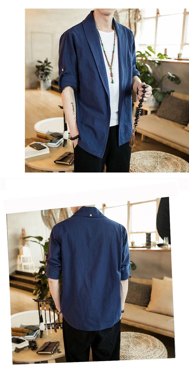 Мужские рубашки с открытой строчкой, осенняя Грудь 104-128 см, льняная Хлопковая мужская рубашка в китайском стиле, льняные рукава, большие