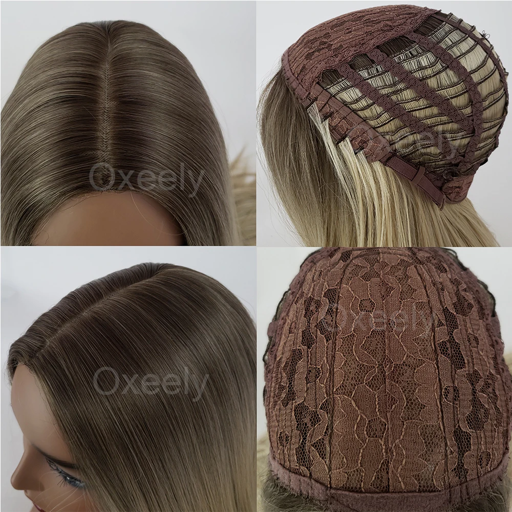 Oxeely longo ondulado perucas de cabelo sintético