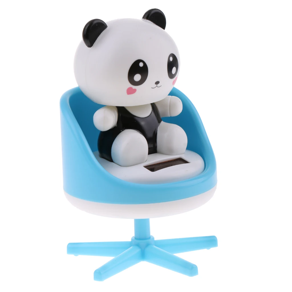 Adorable Plastic Solar Powered Toys Noding Head Figurine Model Home Car Ornament Panda Novelty Gag Toys for Kids Birthday Gift