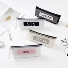 Transparent Mesh Letter Cosmetic Bag Simple Zipper Make Up Beauty Bag  Women Girls Travel Casual Make Up Waterproof Wash Case
