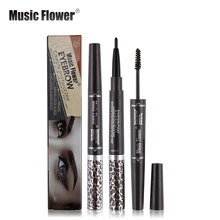 Music Flower бренд 2 в 1 карандаш для бровей+ гель для бровей Макияж натуральный длинный Lastiing водостойкий Тушь для бровей Ceram 4 Corlors