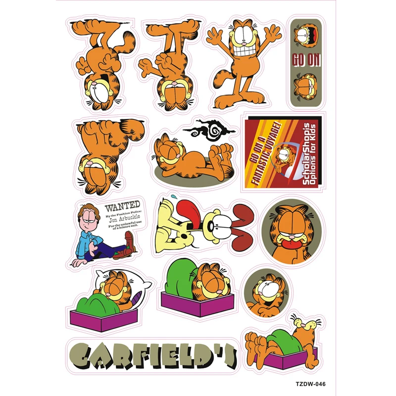 NEW 15pcs/lot American Cartoon Garfield wanted dog stickers for Notebook refrigerator skateboard case backpack Waterproof decals | Игрушки и