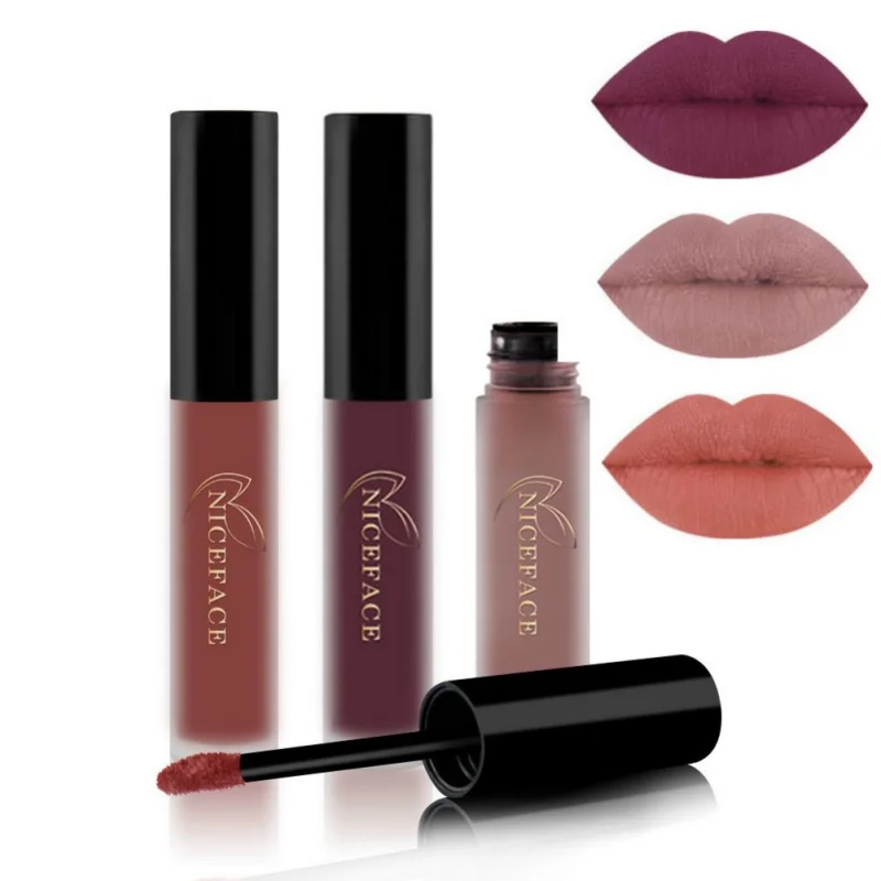 

3Pcs/set Makeup Set Matte Lip gloss Kit Long Lasting Colorful Waterproof Soft Texture Lip Gloss Matte Liquid Lipstick