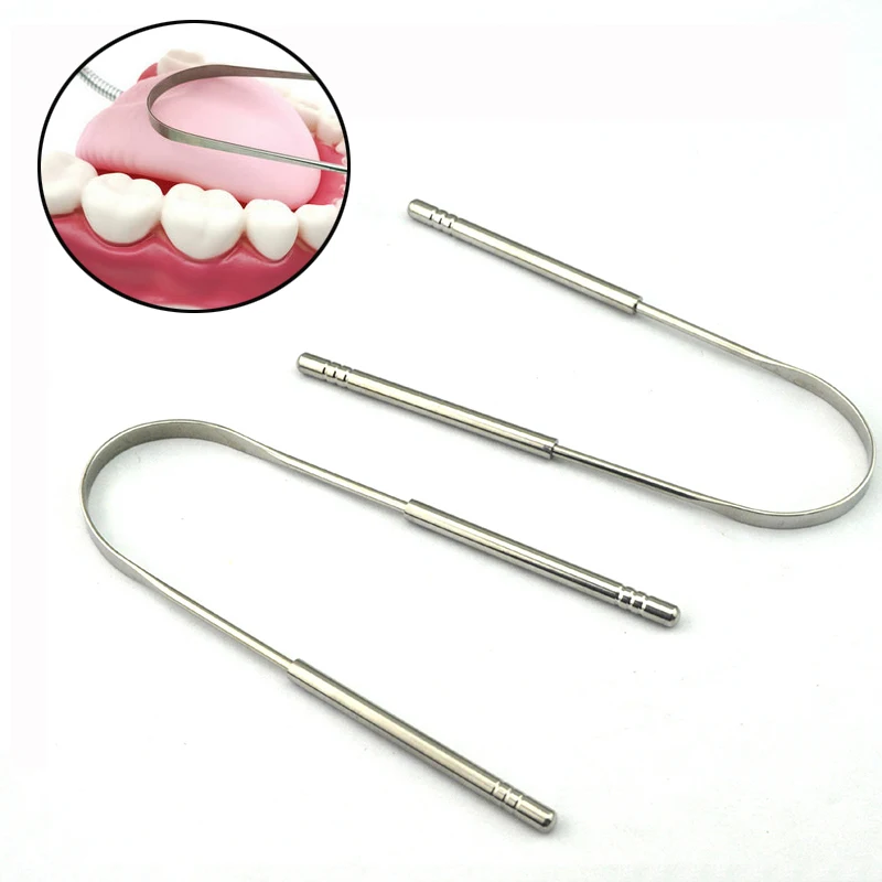 

1PC Tongue Cleaner Stainless Steel Dental Care Tool Good Breath Cleaner Scraper Handle Hygiene Toothbrush Tongue Applicator