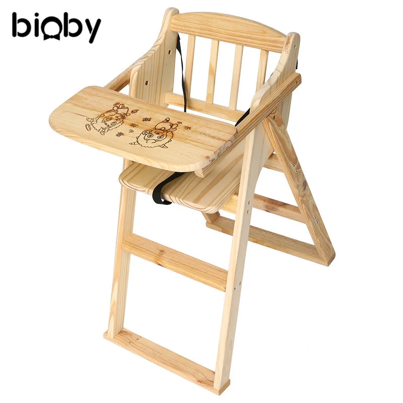 

Pine Wooden Baby High Chair Folding Portable Baby Booster Seat Kids Child Dining Table Multifunction Adjustable Chairs With Tray