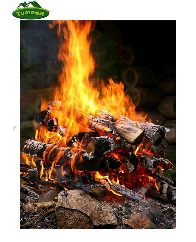 

Diamond Embroidery Landscape Fire Picture Diamond Mosaic Painting Cross Stitch Crystal Full Square Rhinestone Diamond Sets Decor