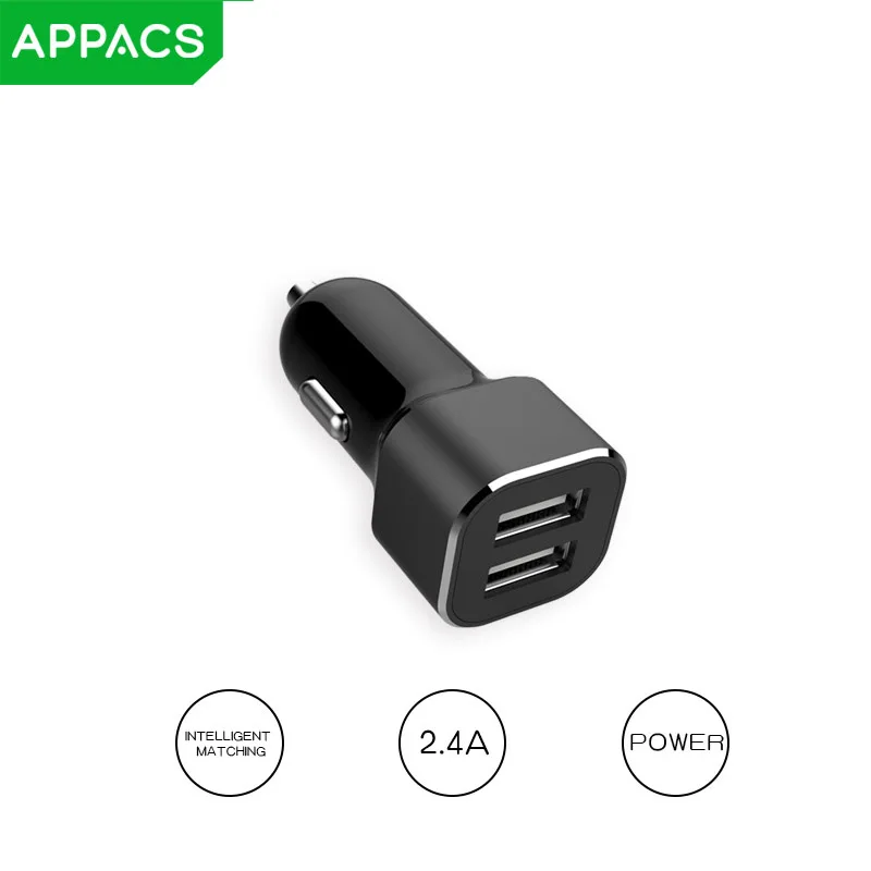 APPACS автомобиля Зарядное устройство с двойным открытым носком USB 2.4A Выход, ВЫСОКАЯ ЧЁТКОСТЬ, быстро заряжающийся мобильный телефон быстрое зарядное устройство для Samsung Xiaomi зарядные устройства для планшетных ПК A28