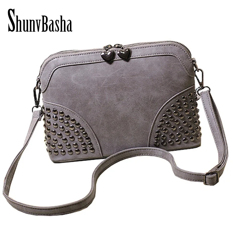 Vintage Lady Messenger Bag handbags woman Leather handbag motorcycle bags Women Rivet bag