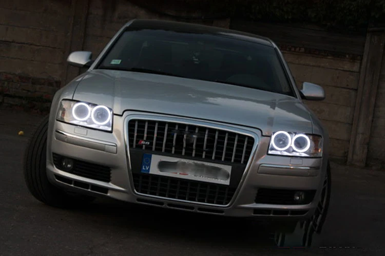 para Audi a8 2009 Acessórios Farol Multi-cor Rgb Led Anjo Olhos Auréola Anel Olho Drl rf Controle Remoto s8 2004 2005 2006 - 6 anjo olhos auréola anel olho drl rf controle remoto