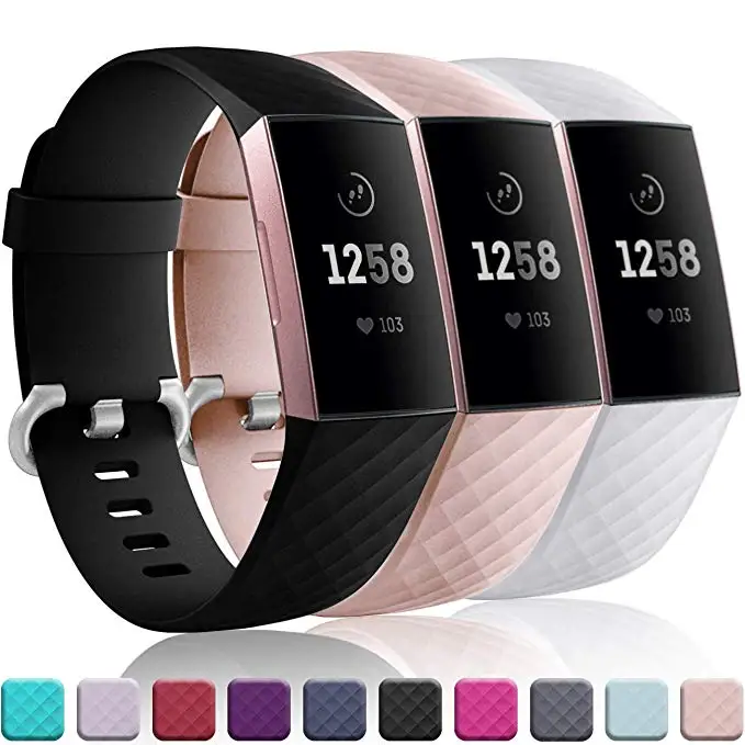 3 упаковки для Fitbit Charge 3 браслет ремешок на запястье Смарт-часы ремешок мягкий сменный Браслет наручных часов Ремешок для умных часов для женщин и мужчин