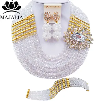 

Majalia Fashion Classic Nigerian Wedding African Jewelery Clear ab Crystal Necklace Bride Jewelry Sets Free Shipping 10CJ0018