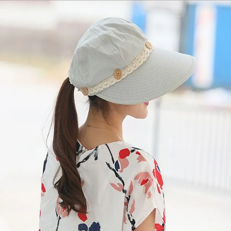 Кепка со шнуровкой для женщин, летняя Солнцезащитная шляпа, анти-УФ шляпы, съемные кепки с козырьками, солнцезащитный козырек, дышащее ведро, Gorras HT51163+ 20