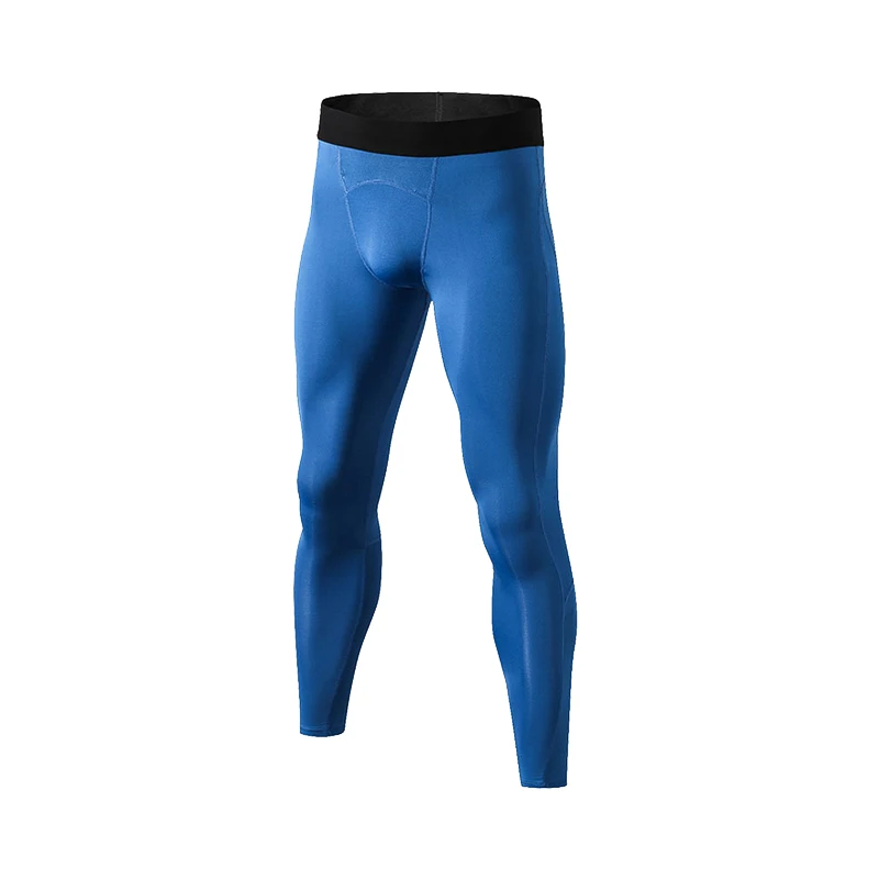 Мужские быстросохнущие леггинсы эластичные Компрессионные спортивные штаны для фитнеса сетчатые спортивные узкие штаны колготки брюки - Цвет: Синий