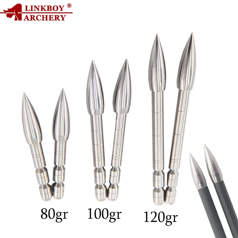 

12pcs Linkboy Archery Insert Broadhead ID4.2mm Arrows Shaft Point Tips 80/100/120gr Archery Arrowhead Arrow Hunting