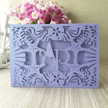 100 шт/lotnew прибытие бумажная коробка с узором карты с морской звездой и ракушки для украшения для свадебного приглашения карты могут быть на заказ initinals