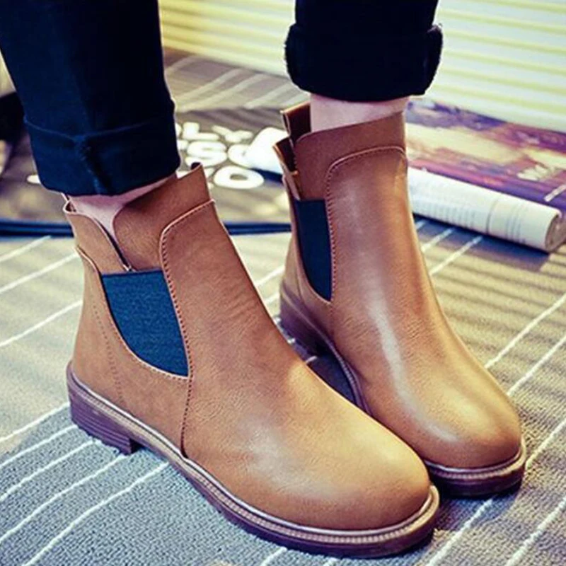 

Hot British Style Autumn Winter Fashion Women's Chunky Heel Slip-On Martin Bottine Mujer Shoes Ankle Booties Botas Zapatos G498