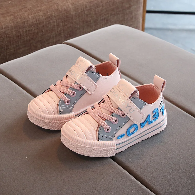 Новая универсальная обувь для учащихся Повседневное), детская обувь, обувь на плоской подошве детская обувь для мальчиков, девочек спортивной обуви кожаные тапочки для малышей C07042 - Цвет: Розовый