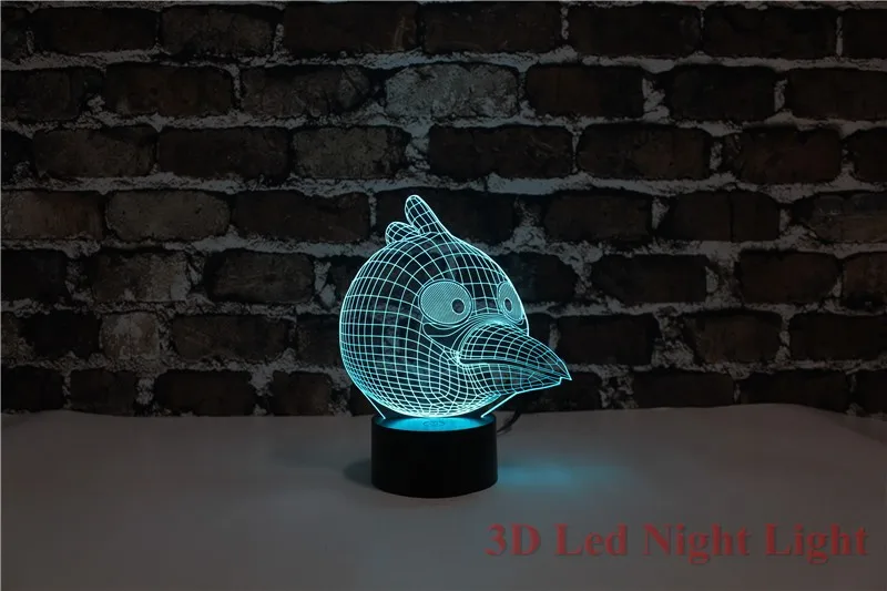 Санта подарок 3D LED Blue Ice Птица Декоративные Ночные светильники 7 цветов изменчива Творческий коробка птица Ночные светильники yjm-2842