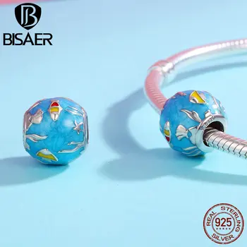 

Authentic 100% 925 Sterling Silver Undersea World, Blue Enamel Round Charms Fit Bracelet Charms Silver 925 Original Jewelry