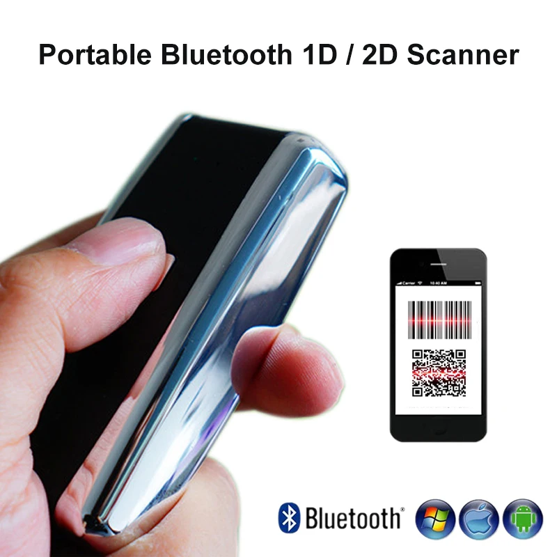 

Free Shipping Mini Wireless Bluetooth Barcode Scanners 1D CCD 2D Barcode Reader Portable Wireless One Size Red Light